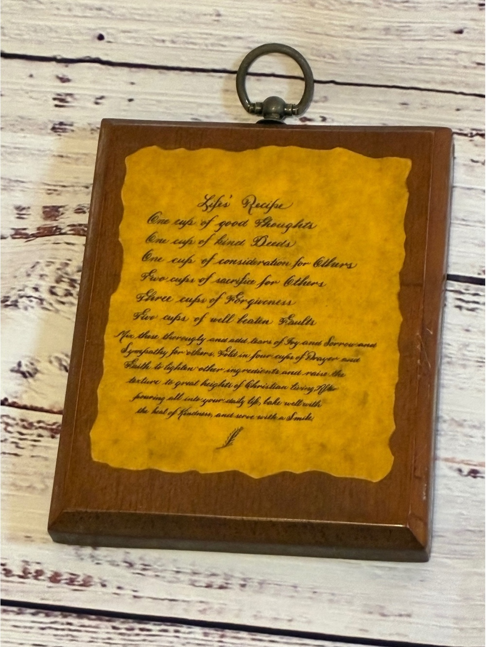 Vintage Life's Recipe Wooden Wall Plaque
